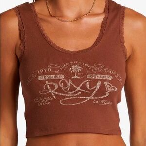 Roxy Vintage Lace Brown Crop Tank